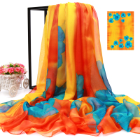 盛世尼曼纱巾韩版丝巾女百搭长款披肩两用杭州印花围巾女春秋薄洋气