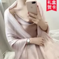 盛世尼曼韩版丝巾女纯色长款百搭亚棉麻围巾超大披肩婚礼服装饰防晒薄纱巾