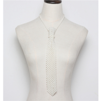 盛世曼尼高端版手工编织串珠平头型镂空 复古珍珠领带搭配衬衫假领子