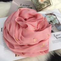 盛世尼曼小溜2020春季新款韩版百搭烫金小鹿棉麻围巾丝巾纱巾防晒披肩春秋