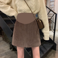 盛世尼曼孕妇短裙子秋冬装外穿潮妈韩版加厚灯芯绒孕妇半身裙托腹打底短裙
