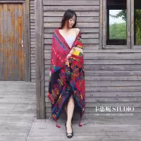 盛世尼曼2019春夏季民族风棉麻围巾女防晒丝巾长款披肩旅游海边度假沙滩巾