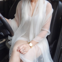 盛世尼曼韩版女夏季丝巾透明性感超薄冰丝学生雪纺围巾空调披肩防晒沙滩巾