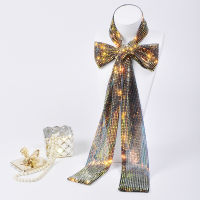 盛世尼曼细长条窄丝巾小长条女围巾小领巾丝带飘带冬闪亮亮片春秋演出装饰