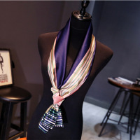 盛世尼曼小丝巾女士春秋季百搭长条方巾韩国领巾细窄围巾冬季纱巾领带装饰