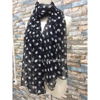 盛世尼曼春夏秋乔其纱加长波点丝巾复古圆点纱巾女韩版180*70围巾披肩薄款