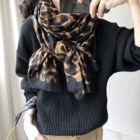 盛世尼曼围巾女百搭春秋欧美风豹纹撞色轻薄棉麻长款丝巾防晒春季披肩纱巾