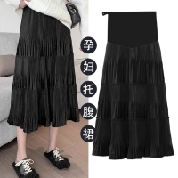 盛世尼曼孕妇半身裙秋装百搭显瘦中长款A字蛋糕百褶裙外穿潮妈休闲裙子秋