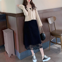 盛世尼曼网红洋气孕妇半身裙春秋外穿时尚款蕾丝针织托腹裙a裙中长款潮妈