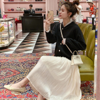 盛世尼曼孕妇半身纱裙子春秋季中长a字夏装薄款潮妈时尚宽松坠感百褶白色