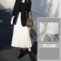 盛世尼曼孕妇半身裙春秋季中长款白色百褶长裙秋装潮妈可外穿网红A字裙子