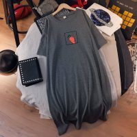 盛世尼曼2021新款短袖棉t恤女胖mm宽松大码孕妇装长裙中长款连衣裙上衣