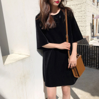 盛世尼曼孕妇春季新款宽松金丝绒T恤裙上衣连衣裙时尚潮妈洋气孕妇装夏装