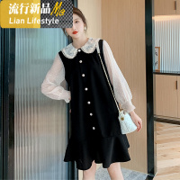 shengshi新蕾丝娃娃拼接孕妇连衣裙韩版可开哺乳中长裙子