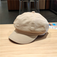 盛世尼曼春秋季八角帽简约纯色棉麻薄款百搭透气文艺复古鸭舌报童帽子女潮