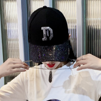 盛世尼曼夏季网帽女韩版潮时尚水钻D字母网眼鸭舌帽学生春天街头防晒帽子