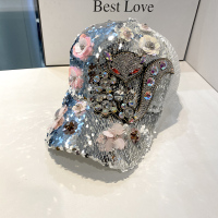 盛世尼曼春秋天帽子女韩版水钻亮片棒球帽女时尚百搭遮阳防晒鸭舌帽显脸小