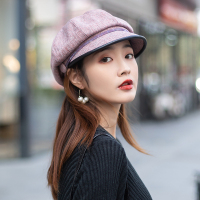 盛世尼曼大头围八角帽气质英伦帽子女春秋百搭时尚洋气遮阳防晒薄款鸭舌帽