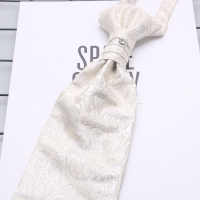 盛世曼尼香港结皱领带礼白色结搭配西服领结摄影新郎英伦结婚晚宴领带男士