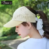 盛世尼曼遮阳帽女夏鸭舌帽蕾丝网棒球空顶帽晨跑运动帽晒出游太阳帽小沿帽子