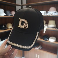 盛世尼曼帽子女时尚休闲新款双D字母水钻鸭舌帽春秋款百搭韩版潮牌棒球帽