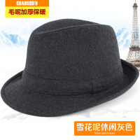 盛世尼曼帽子男春秋礼帽男士帽子冬毛呢保暖秋冬中老年人爵士帽冬天老人帽帽子