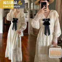 shengshi孕妇装洋气裙子性感蕾丝打连衣裙外出仙裙遮肚长裙