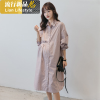 shengshi孕妇装衬衫裙中韩国时尚职业装简约外出哺乳衣宽松连衣裙