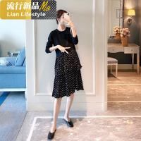 shengshi孕妇装装20新韩版孕妇连衣裙浪漫波点时尚假两件孕妇裙潮妈