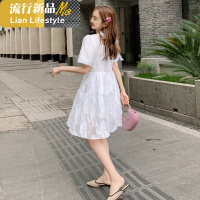 shengshi孕妇装装新后背蝴蝶结法式宽松泡泡裙白色孕妇连衣裙