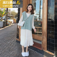 shengshi孕妇装雪纺孕期连衣裙套装性感外出裙子马甲两件套