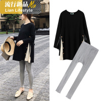 shengshi孕妇装韩版时尚显瘦遮肚潮辣妈个性孕妇早装连衣裙