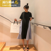 shengshi孕妇裙20半过膝外穿中拼接大摆胖mm气质连衣裙子潮妈
