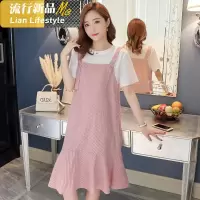 shengshi孕妇连衣裙20新装假两件孕妇长裙中过膝孕妇装天裙子
