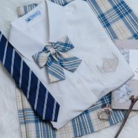 盛世曼尼阿车家的大码jk小川格裙同格领结日系平角兔耳长柄领带配饰蝴蝶结