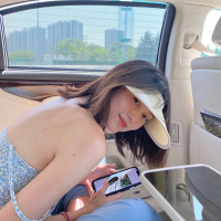 盛世尼曼晚晚同款韩版UV遮阳帽女 大帽檐防晒帽遮脸空顶帽发卡帽帽子