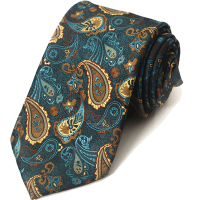 盛世曼尼8cm佩斯利腰果花男绿色领带欧美复古免打结正装商务手打结婚新郎