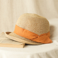 盛世尼曼日系小沿草帽女春夏季休闲韩版卷边盆帽可折叠气质百搭复古遮阳帽帽子