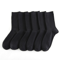 盛世尼曼6双装 黑袜子男士春夏季中筒袜男袜棉袜纯黑棉袜 商务简约袜子