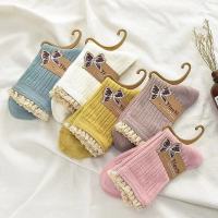 盛世尼曼添奕日韩蕾丝花边女袜子棉女士秋冬新款堆堆中筒小麻花色长筒袜子