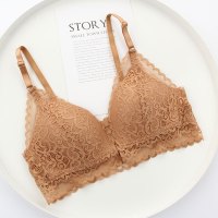 盛世尼曼性感法式蕾丝超薄款少女内衣舒适前扣聚拢无钢圈三角杯香料色文胸胸罩