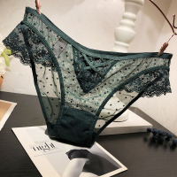 盛世尼曼内物府性感蕾丝内裤女中低腰时尚交叉绑带镂空透明诱惑三角裤底裤内裤
