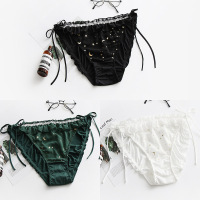 盛世尼曼200斤丁字裤蝴蝶结系带内裤高腰女复古日系可爱少女生大码胖mm夏内裤