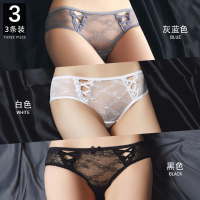 盛世尼曼女士蕾丝三角内裤女性惑舒适棉裆女生薄款中低腰性感诱惑短裤头