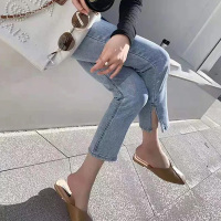 盛世曼尼孕妇裤子春秋款外穿牛仔裤春夏薄款九分小个子直筒烟管打底裤夏女