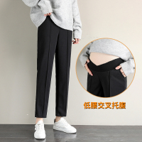 盛世曼尼孕妇裤春秋季外穿烟管裤潮妈时尚女工装职业西装裤小个子九分裤子