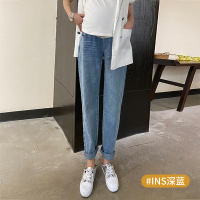 盛世曼尼孕妇牛仔裤春秋薄款九分托腹潮妈宽松哈伦春装夏季孕妇长裤子外穿