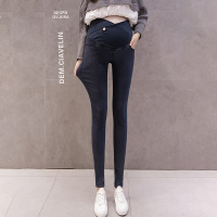 盛世曼尼孕妇牛仔裤秋冬季外穿春秋时尚交叉托腹不掉档加绒加厚裤子小脚裤