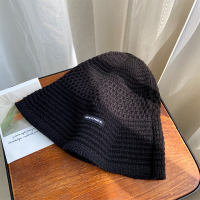 盛世尼曼针织渔夫帽子女秋冬季韩版潮百搭日系黑色字母显脸小帽毛线帽男