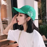 盛世尼曼韩版帽子女夏天印刷字母绿色棒球帽男女百搭遮阳帽情侣鸭舌帽女潮帽子